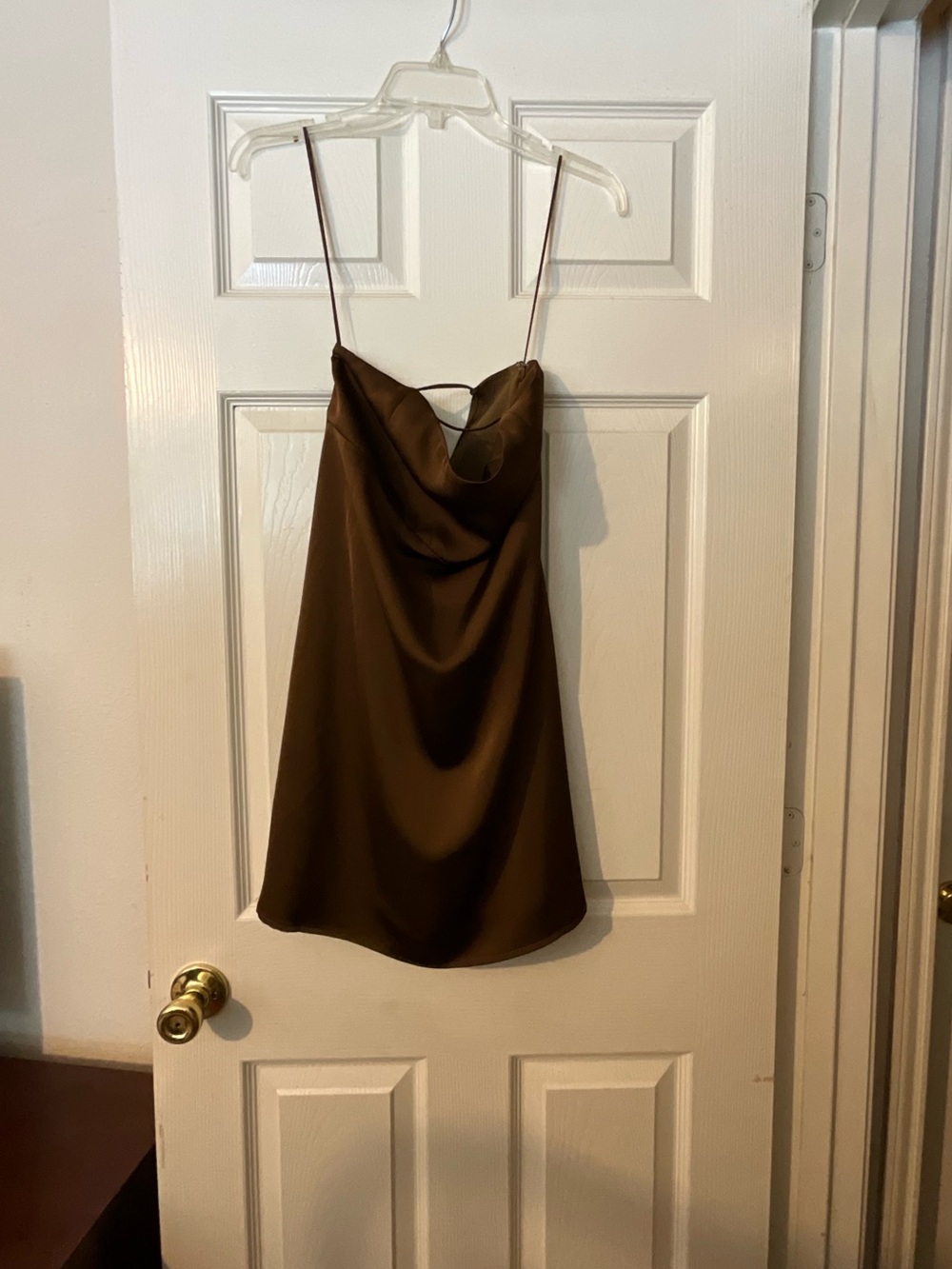 Brown Satin Mini Dress